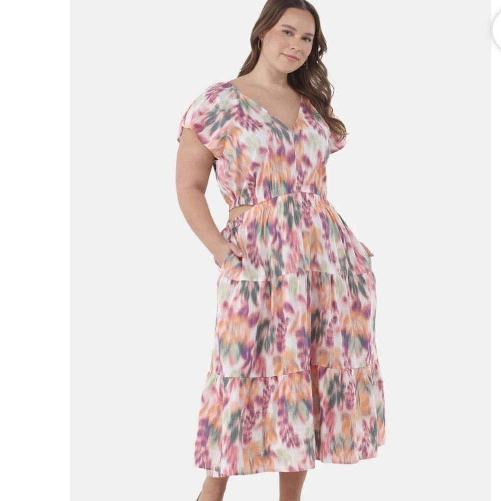 Time & Tru Cutout Midi Dress Sz 3X